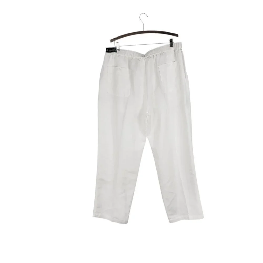 Cubavera Linen Blend Pants White Drawstring Casual NWT Mens Size XXL